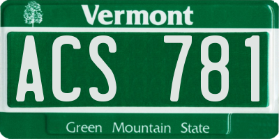 VT license plate ACS781
