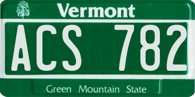 VT license plate ACS782