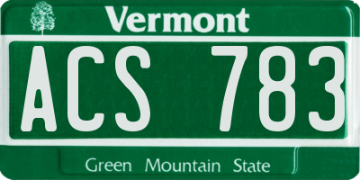 VT license plate ACS783
