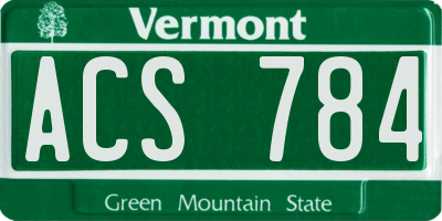 VT license plate ACS784