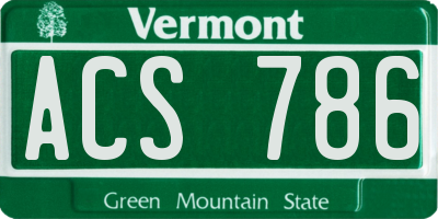VT license plate ACS786