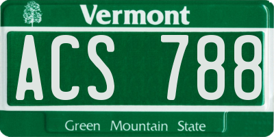 VT license plate ACS788