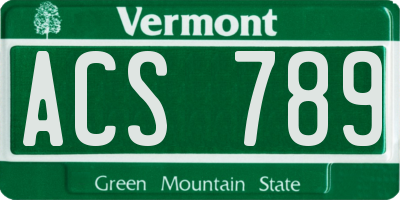 VT license plate ACS789
