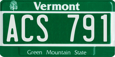 VT license plate ACS791