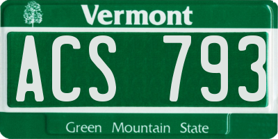 VT license plate ACS793