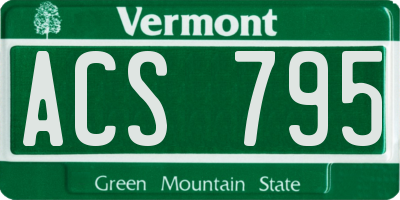 VT license plate ACS795