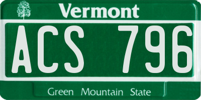 VT license plate ACS796