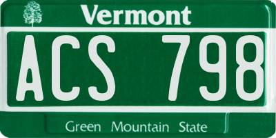 VT license plate ACS798