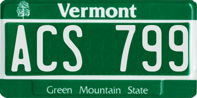 VT license plate ACS799