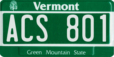 VT license plate ACS801