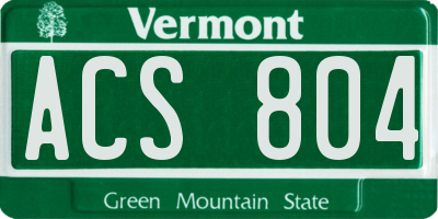 VT license plate ACS804