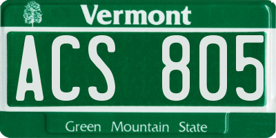 VT license plate ACS805