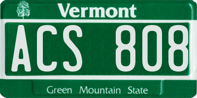 VT license plate ACS808
