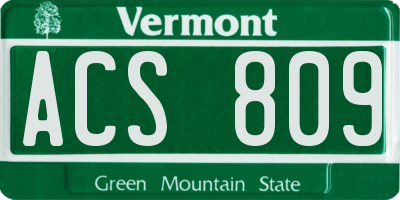 VT license plate ACS809