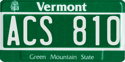 VT license plate ACS810