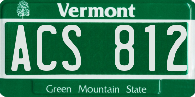 VT license plate ACS812