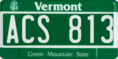 VT license plate ACS813