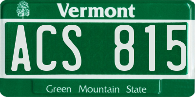 VT license plate ACS815