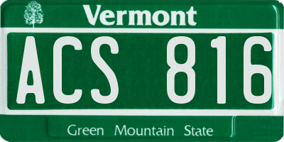 VT license plate ACS816