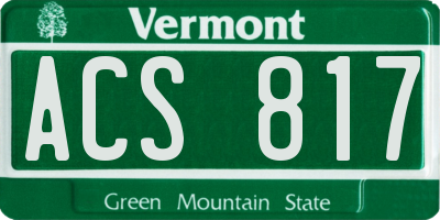 VT license plate ACS817