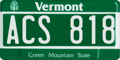 VT license plate ACS818