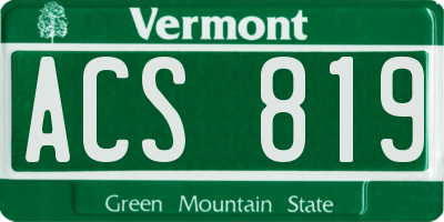 VT license plate ACS819