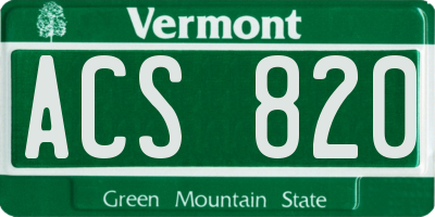 VT license plate ACS820