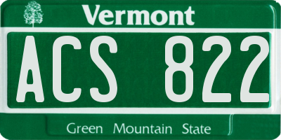VT license plate ACS822