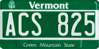 VT license plate ACS825