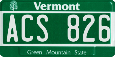 VT license plate ACS826