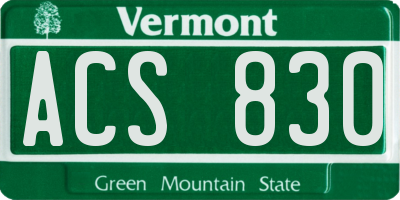 VT license plate ACS830
