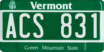 VT license plate ACS831