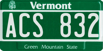 VT license plate ACS832