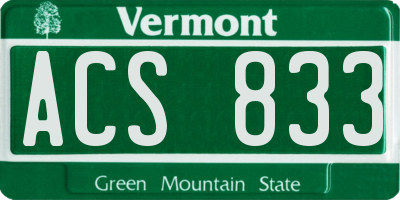 VT license plate ACS833