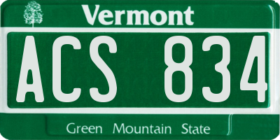 VT license plate ACS834