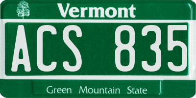 VT license plate ACS835