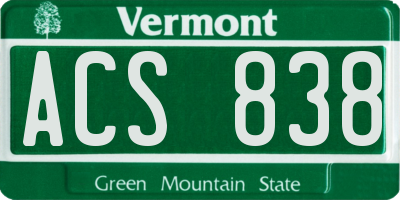 VT license plate ACS838