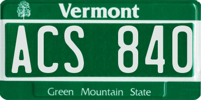 VT license plate ACS840