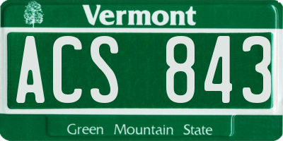 VT license plate ACS843