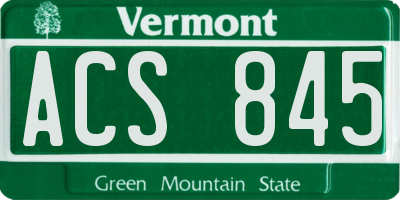 VT license plate ACS845