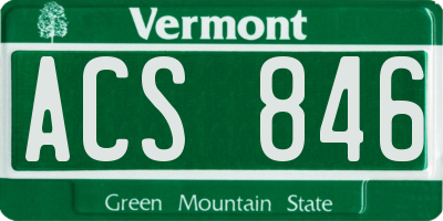 VT license plate ACS846