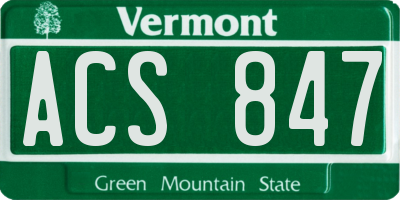 VT license plate ACS847
