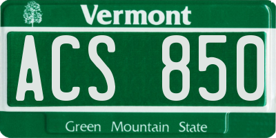 VT license plate ACS850