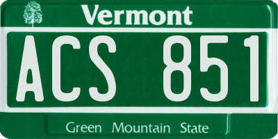 VT license plate ACS851