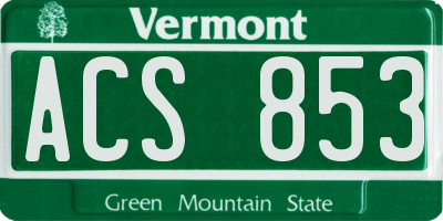 VT license plate ACS853