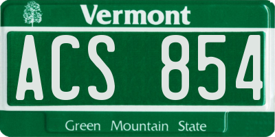 VT license plate ACS854