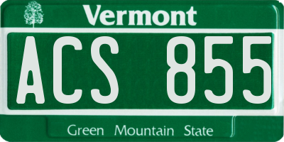 VT license plate ACS855