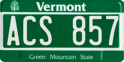 VT license plate ACS857