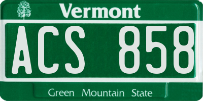 VT license plate ACS858