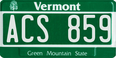 VT license plate ACS859